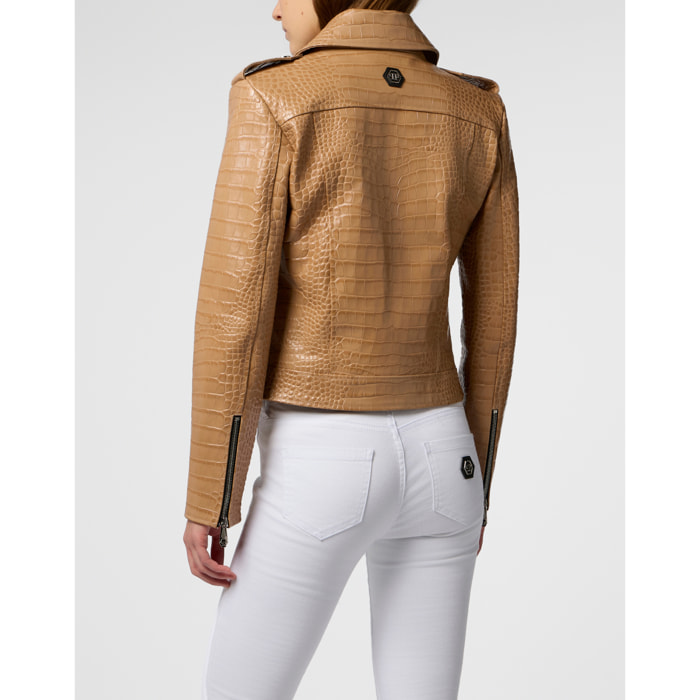 PHILIPP PLEIN Biker Jacket Cocco