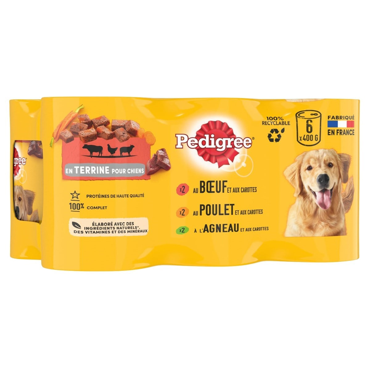 PEDIGREE 12 Boîtes en terrine 3 variétés pâtée pour chien 400g (2x6)