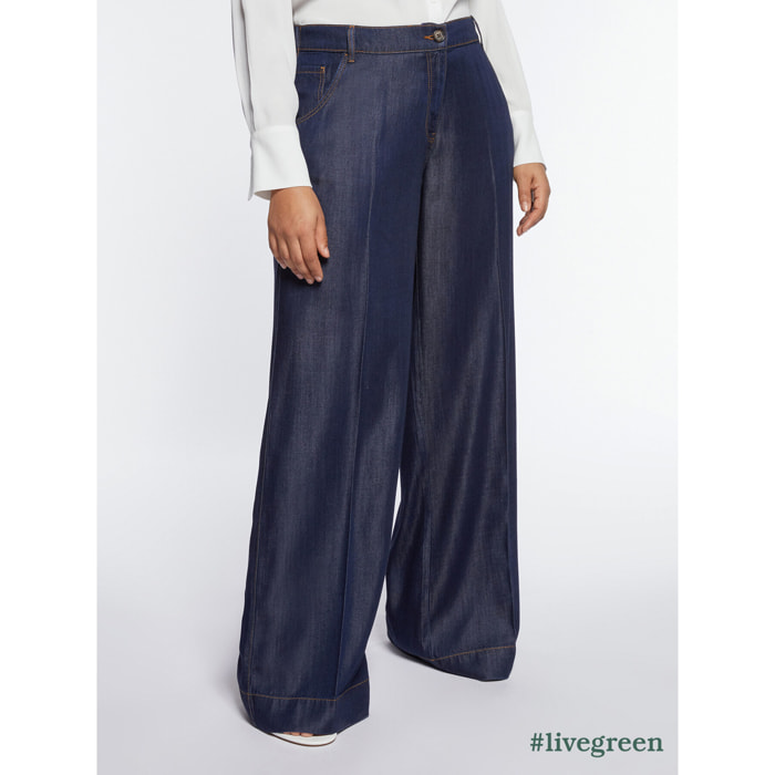 Fiorella Rubino - Pantaloni ampi in tencel - Blu