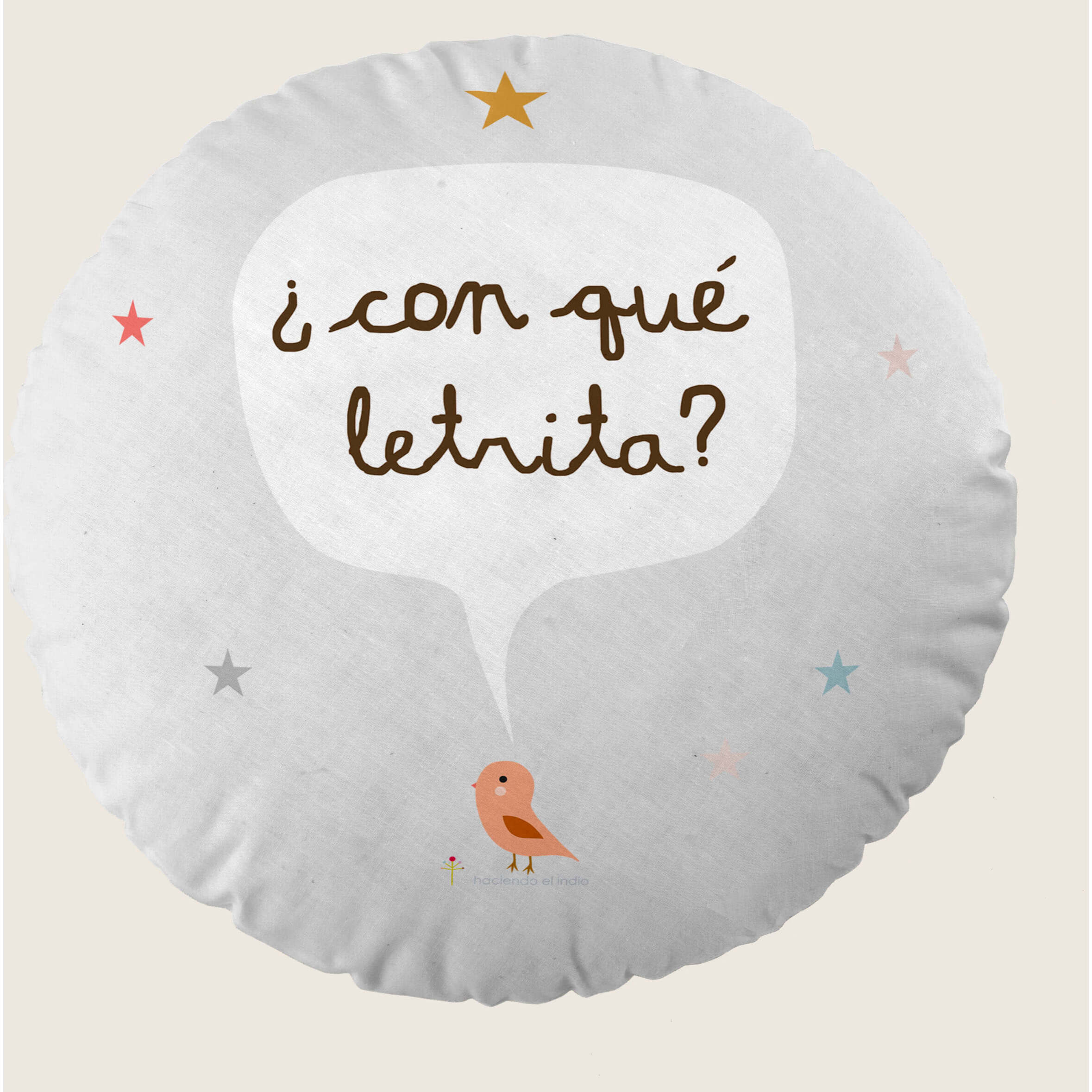 Cojín Redondo Estampado - Con Relleno - Algodón - Veo Veo