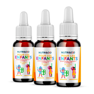 Probiotiques Enfant Vitamine D & Oméga 3 - Format Liquide 15ml - Lot de 3