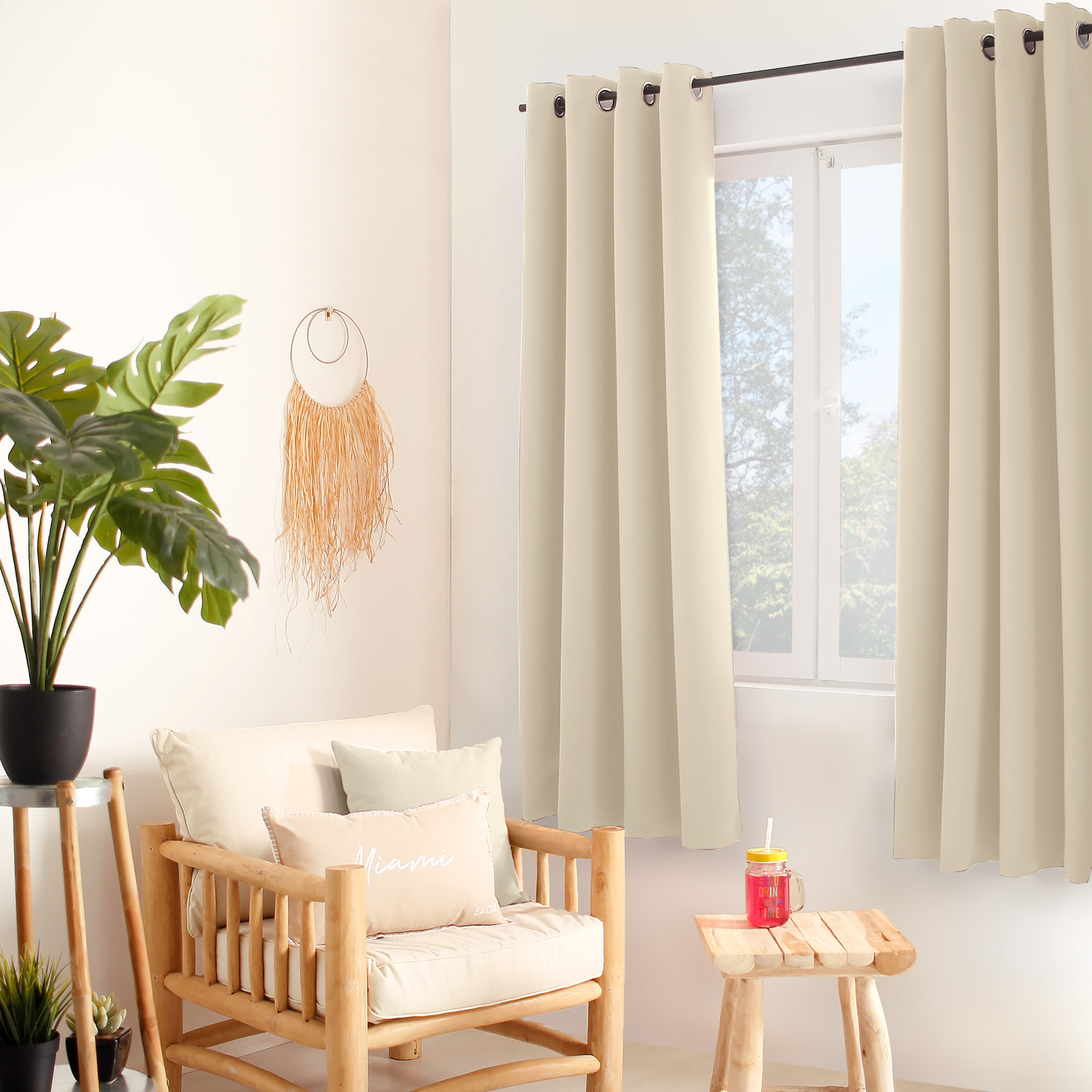 Rideau thermique en microfibre doublée - Ecru