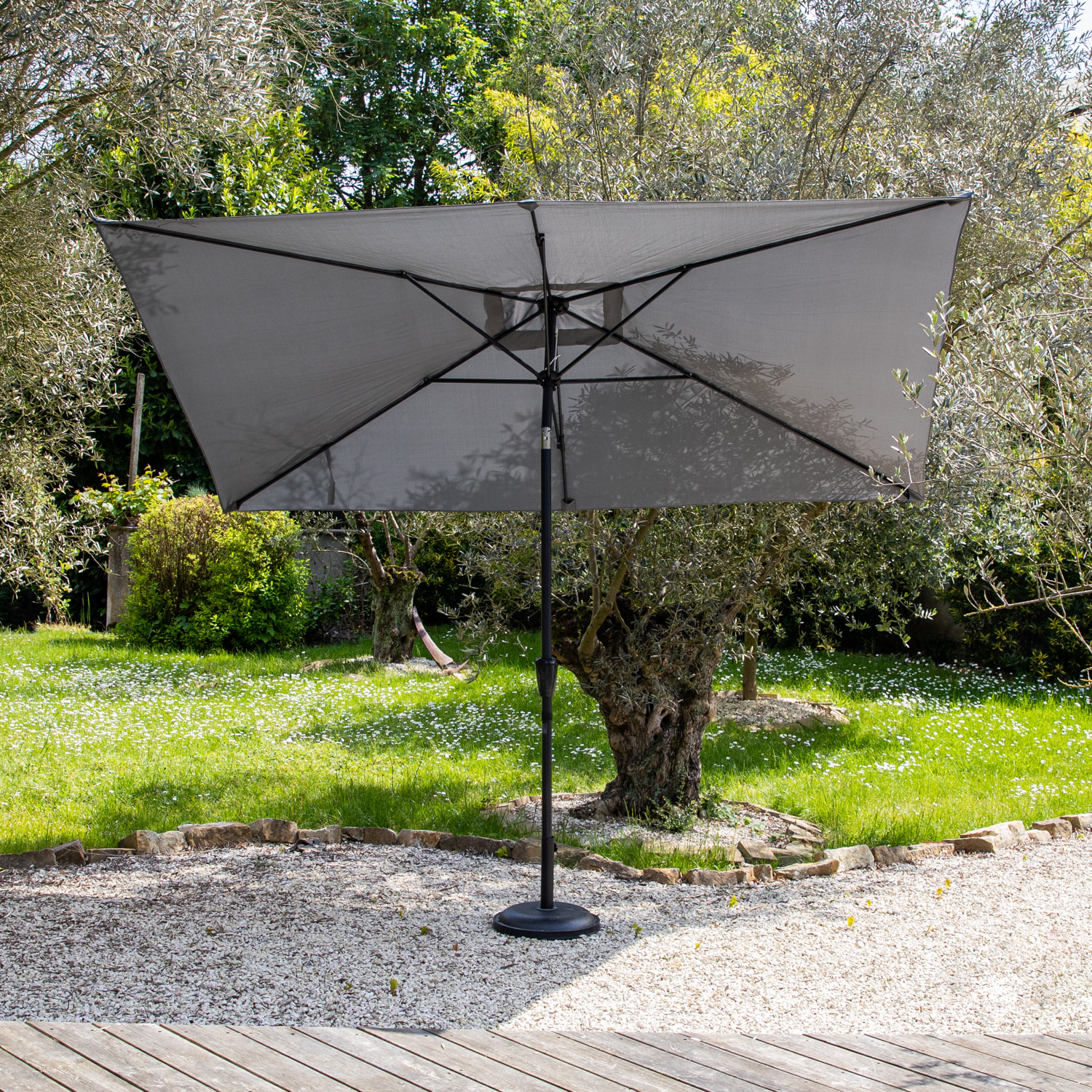 Parasol droit HAPUNA rectangulaire - Gris