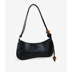 Bolso de hombro negro con cuentas marmoladas