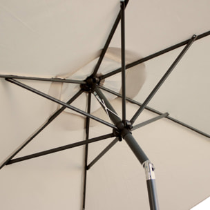 Parasol droit rond Ø300cm - Touquet Sable - mât central en aluminium orientable et manivelle d'ouverture