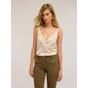 Motivi - Top con borde suave plisado - Beige