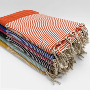 Fouta nid d’abeille traditionnelle - Mikanda Tournesol - 100x200cm - 190g/m²