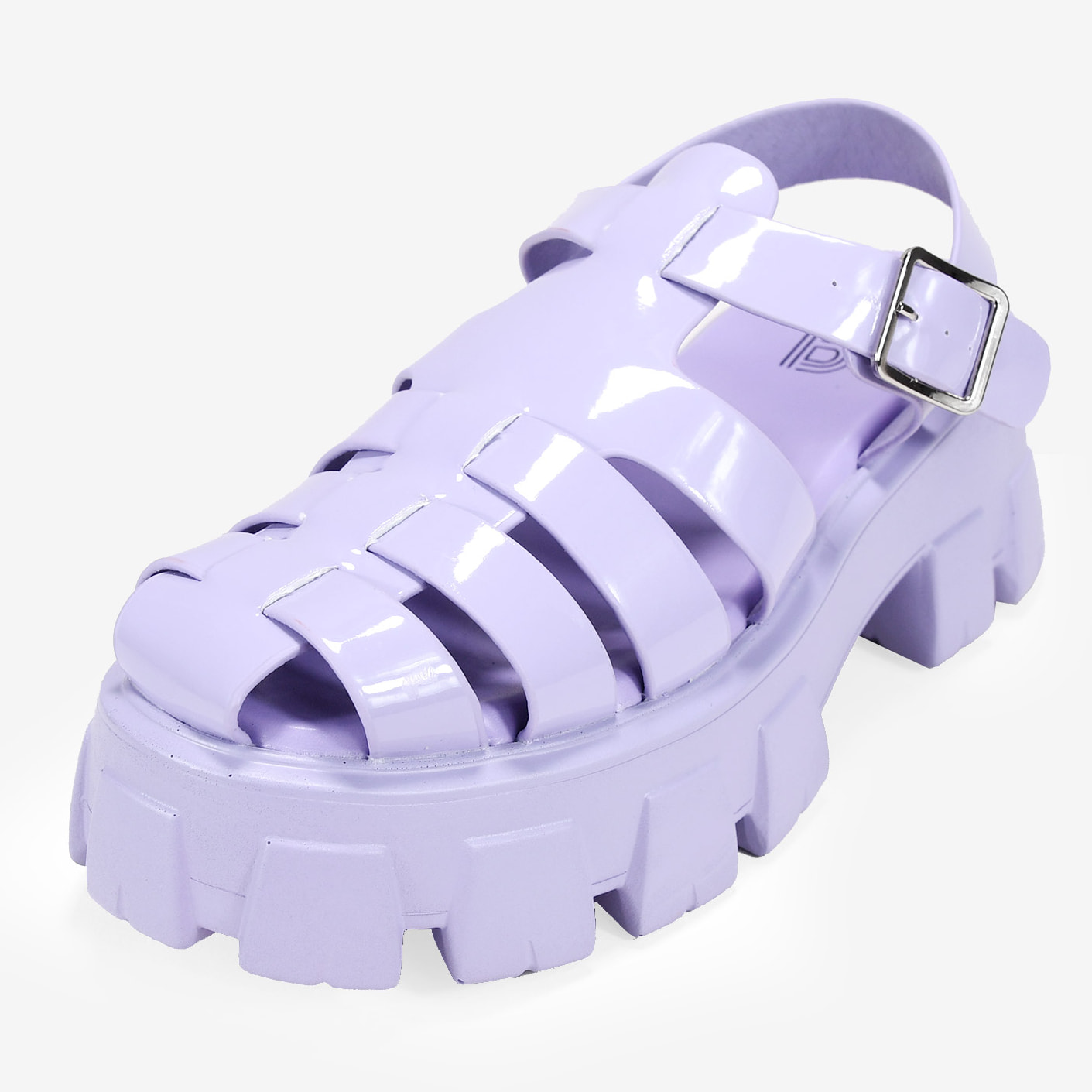 Sandalias cangrejeras lila con plataforma