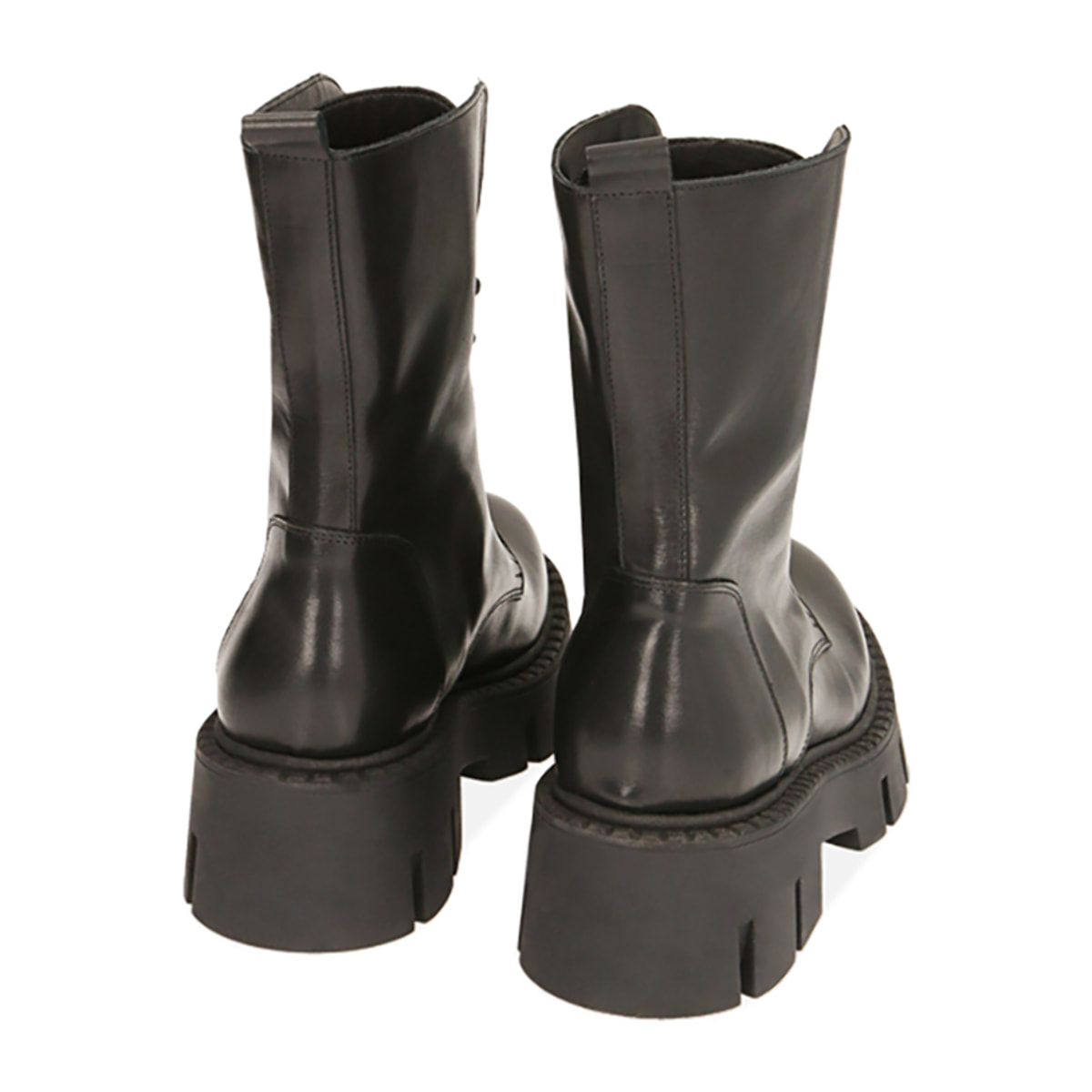 Anfibi neri in pelle, tacco 5,5 cm