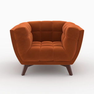 Ensemble canapé et fauteuil en velours orange 4 places - Mona