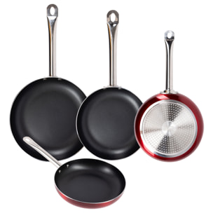 Set de 4 sartenes ø20ø24ø28ø30cm en aluminio prensado aptas para inducción 3 claveles