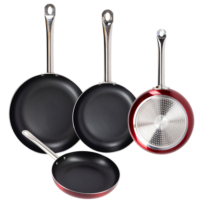 Set de 4 sartenes ø20ø24ø28ø30cm en aluminio prensado aptas para inducción 3 claveles