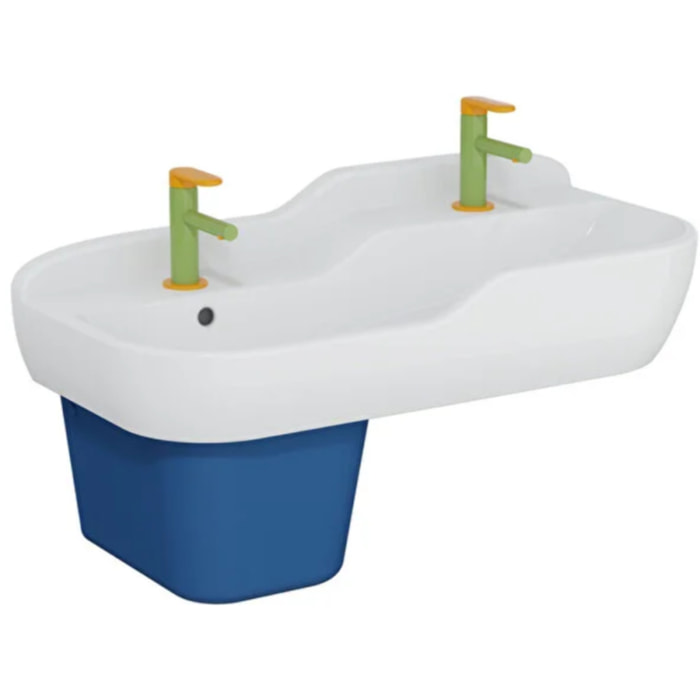 Pack lavabo pour enfant VITRA Sento Kids 85 cm + Mitigeur lavabo jaune et vert
