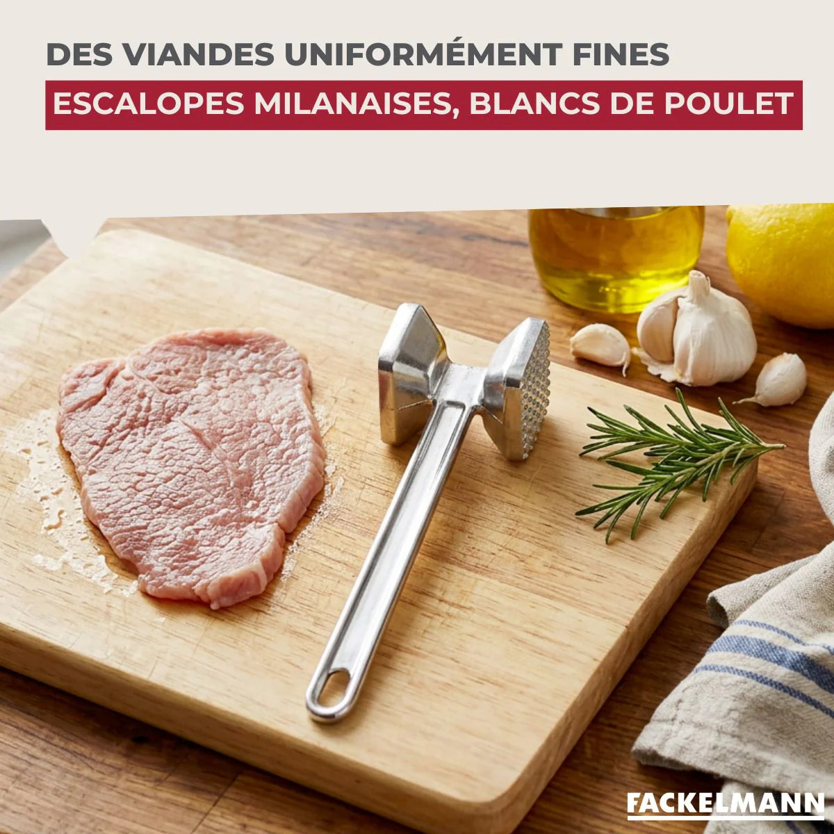 Attendrisseur à viande en aluminium 22 cm Fackelmann Basic