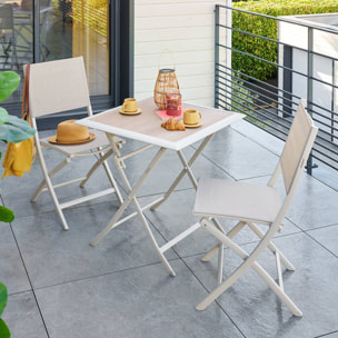 Table de jardin 2 places Azua pliable beige 71x71cm