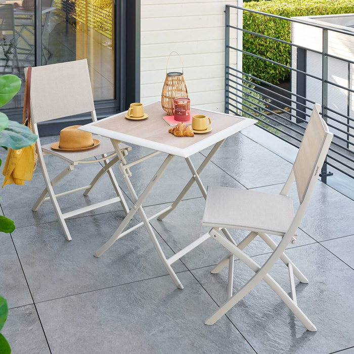 Table de jardin 2 places Azua pliable beige 71x71cm