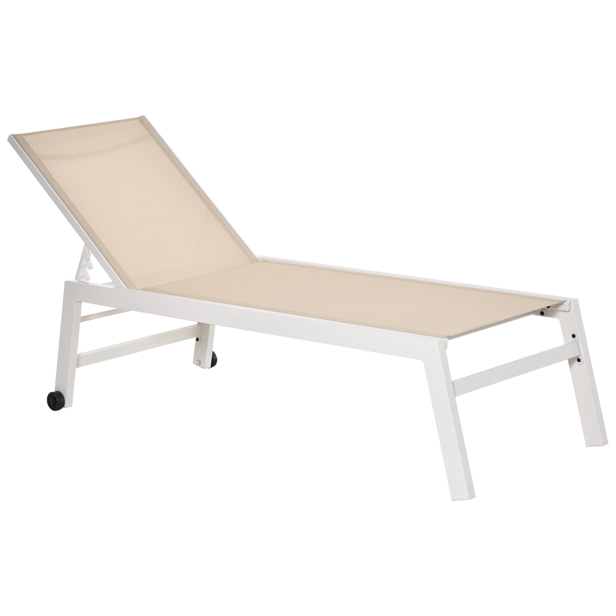 Tumbona para Exterior con Ruedas Chaise Longue de Terraza Respaldo Regulable