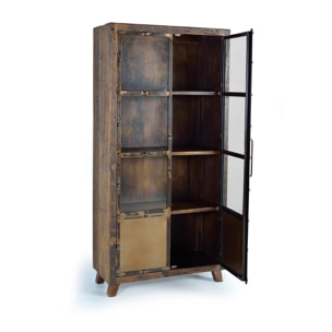 Vitrina - madera y bronce viejo - 90x40x190cm