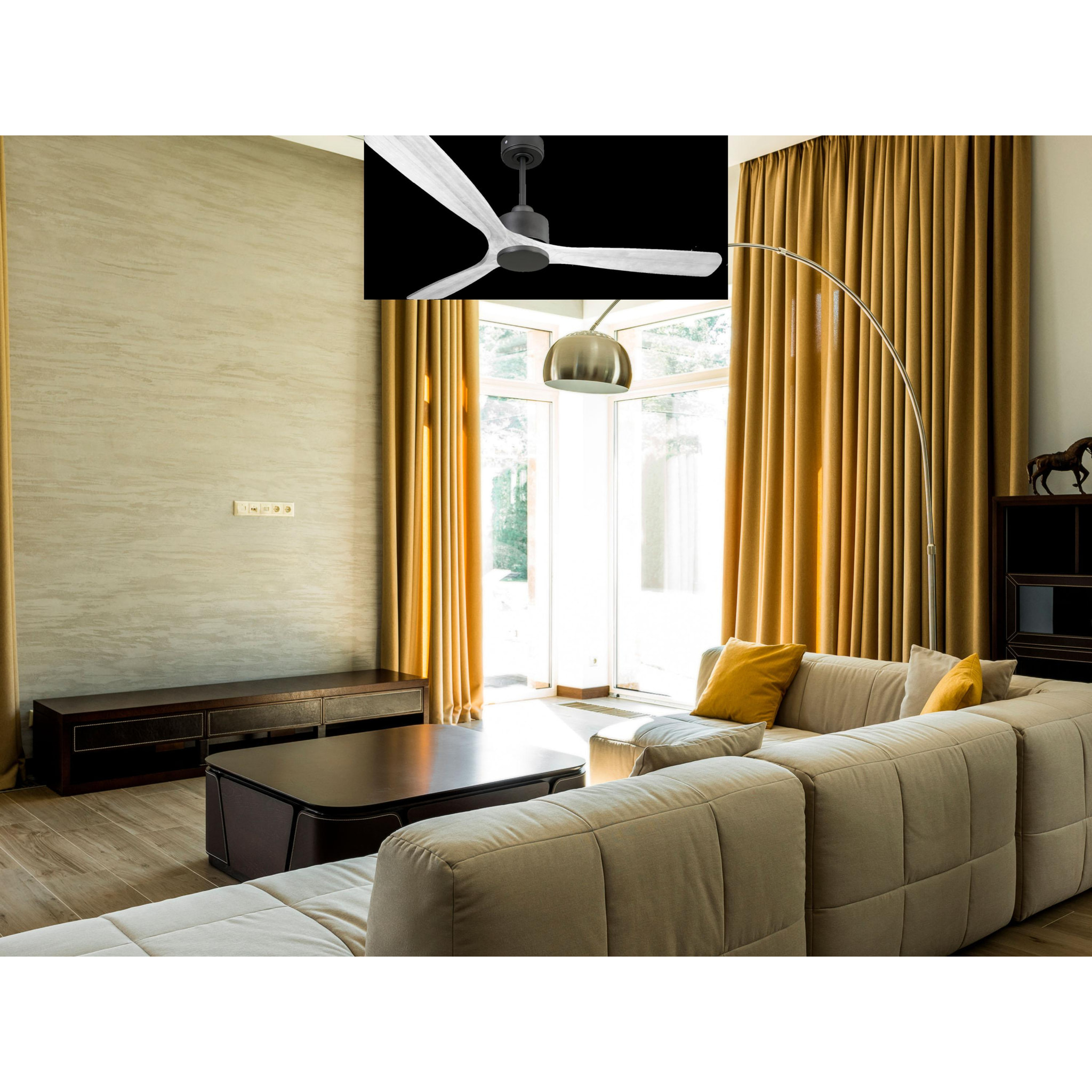 Ventilador de techo Reversible Termostato Wifi Motor DC Techos Inclinados Mando a Distancia Hypersilence Memoria MadeiraD166C0365211 PURLINE