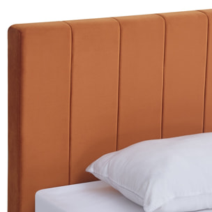 Lit avec tête de lit en velours - WILLIAM