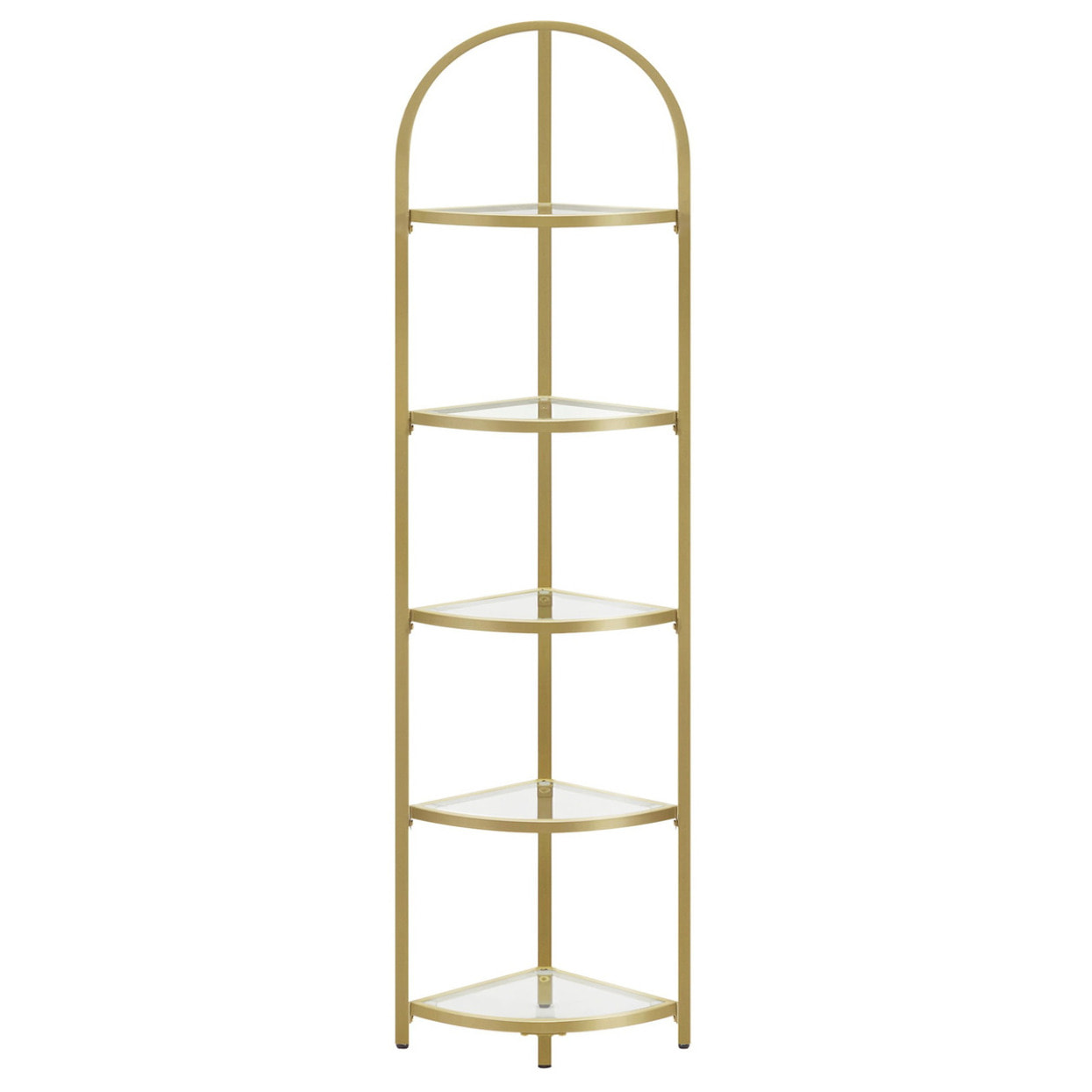 Scaffale angolare di design a arco in oro e vetro