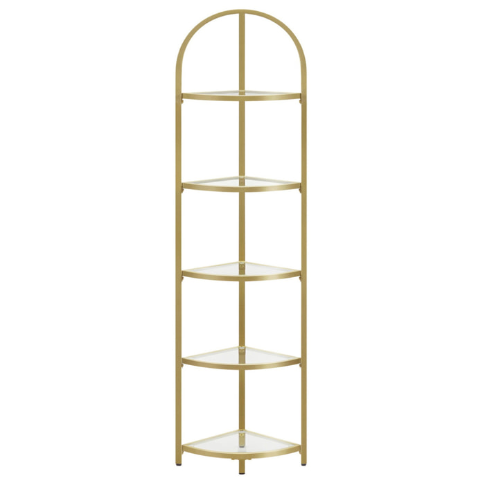 Scaffale angolare di design a arco in oro e vetro