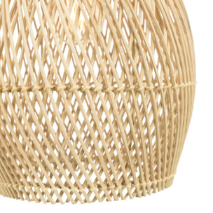 SIXTINE - Suspension 'goutte' 25x25cm rotin couleur naturelle et teck