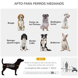 Cochecito para Perros Plegable Carrito para Mascotas con 5 Ventanas 2 Puertas Bolsillo de Almacenaje Correas de Seguridad y Frenos Tela Oxford 300D Acero 107x67x102 cm Gris