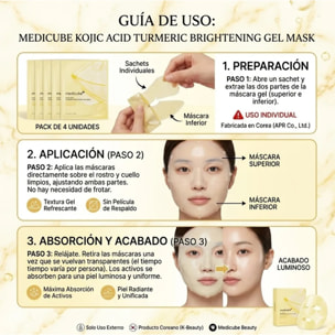 4x Mascarilla facial Kojic Acid Turmeric Brightening Gel Mask Medicube 28 g