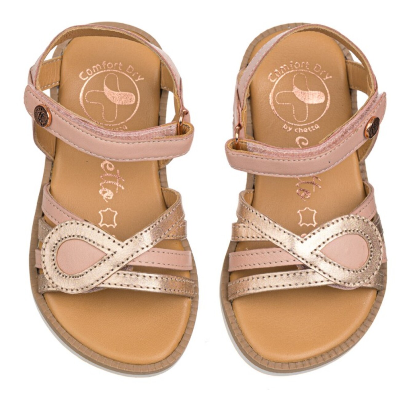 Sandalia en piel con velcro