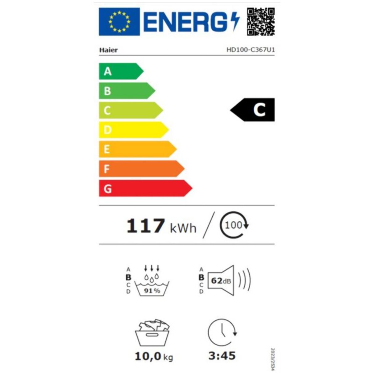 Sèche linge pompe à chaleur HAIER HD100-C367U1-FR