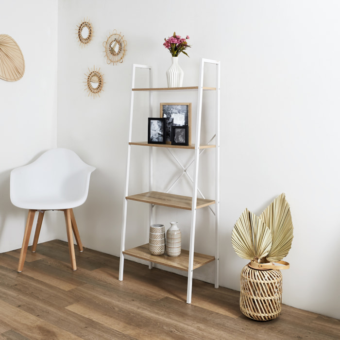 Etagere Bois Et Metal Blanc 148x60x325cm
