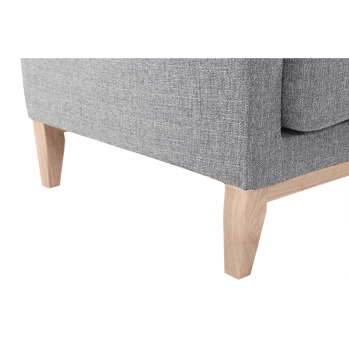 Canapé d'angle droit déhoussable scandinave 4 places en tissu gris clair et bois clair OSLO