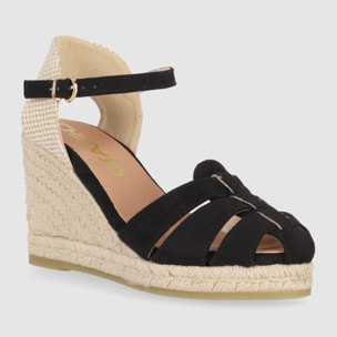 Sandalias de Tejido - Negro - Tacón: 8 cm