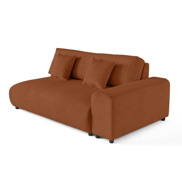 Garance - module d'assise 3 places avec accoudoir droit - en velours côtelé - Terracotta