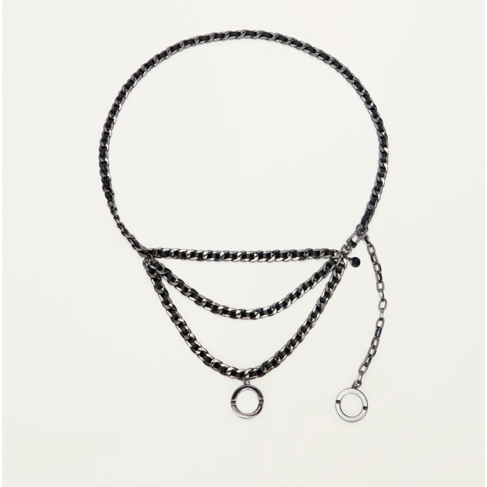 Oltre - Cinturón de cadena entrelazada - Negro
