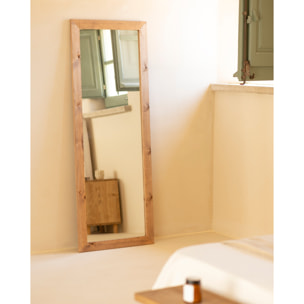Espejo rectangular de madera de pino en tono natural de 60x160cm Alto: 160 Largo: 60 Ancho: 2