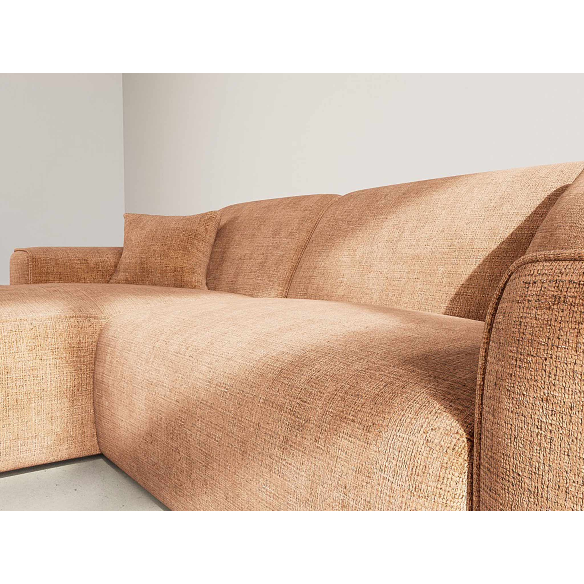 Lison - Canapé d'angle gauche 4 places en velours texturé - Terracotta