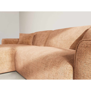 Lison - Canapé d'angle gauche 4 places en velours texturé - Terracotta