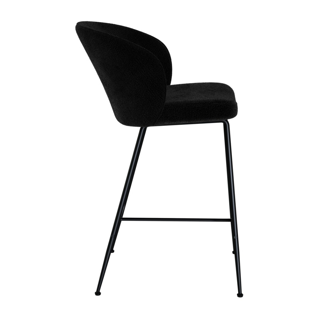 Chaise de bar Groom en tissu bouclé noir 66 cm (lot de 2)