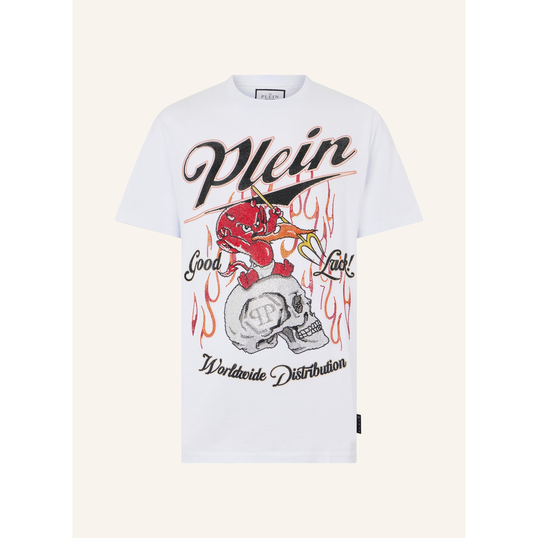 PHILIPP PLEIN Round Neck T-Shirt Little Devil Crystal