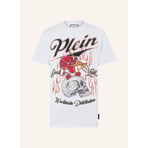 PHILIPP PLEIN Round Neck T-Shirt Little Devil Crystal