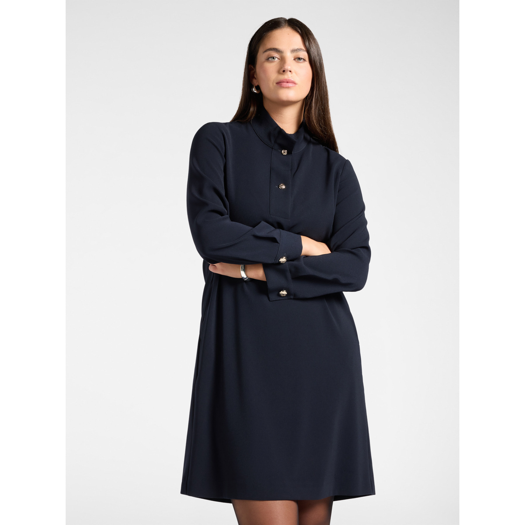 Elena Mirò - Abito in cady con collo alto - Blu