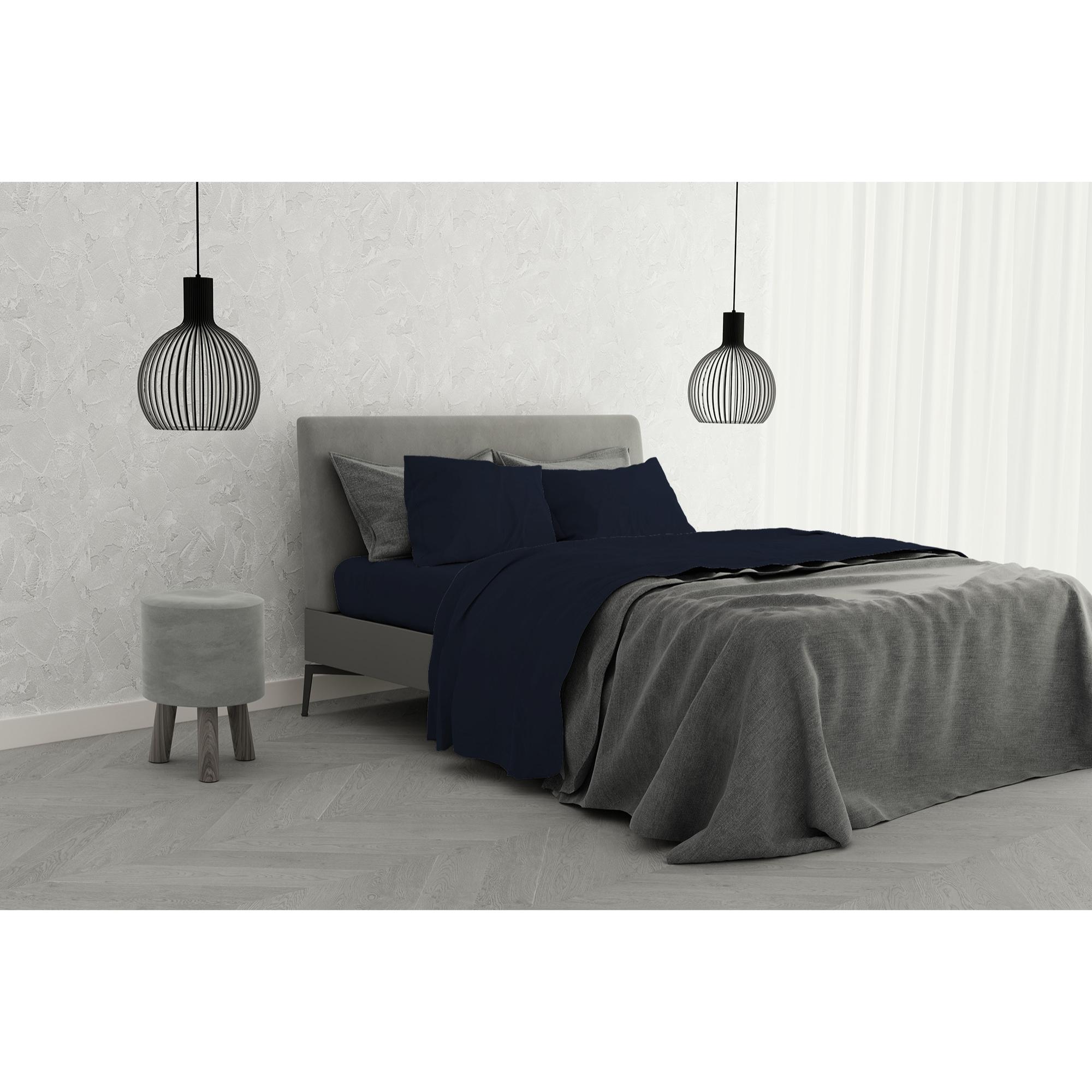 COMPLETO LETTO ELEGANT MADE IN ITALY MICROFIBRA - BLU SCURO MATRIMONIALE