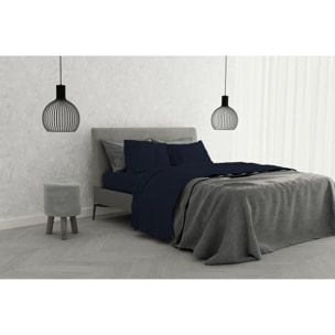 COMPLETO LETTO ELEGANT MADE IN ITALY MICROFIBRA - BLU SCURO MATRIMONIALE