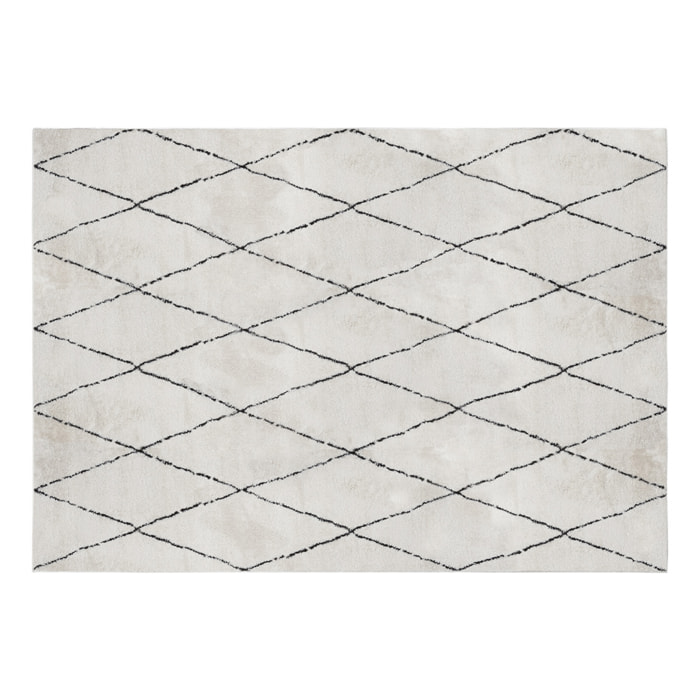 Tapis rectangulaire à motifs losanges noirs 200 x 300 cm SILAN