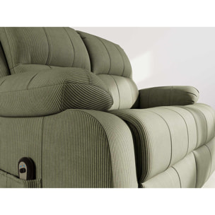 Armand - Canapé 2 places relax électrique en velours côtelé - Vert
