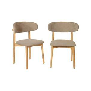 Chaise bois d'hévéa naturel et tissu chenille (lot de 2) PAOLA