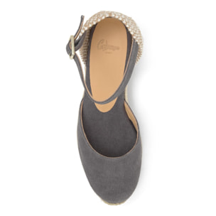 Alpargata de cuña Carol en algodón orgánico lavado con cierre de pulsera