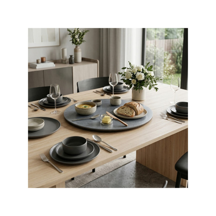 Plateau rotatif tournant 360° D. 55 cm céramique gris anthracite - LAZY